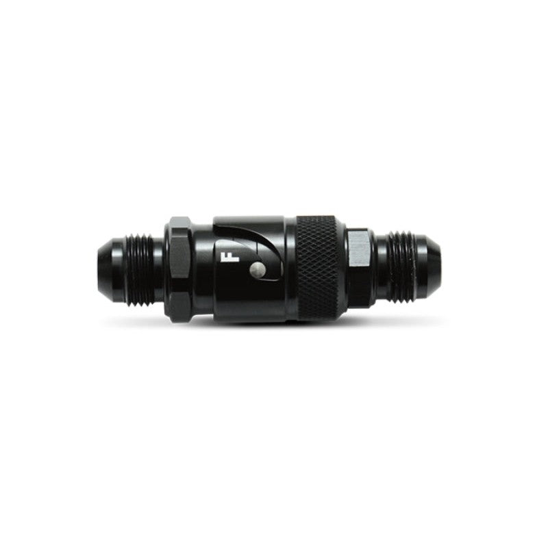 Vibrant Performance -10AN aluminum dry break quick release fitting showing machined finish and internal Viton seal.
