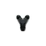 Vibrant Performance black anodized 6061 aluminum -10AN Y-adapter fitting.
