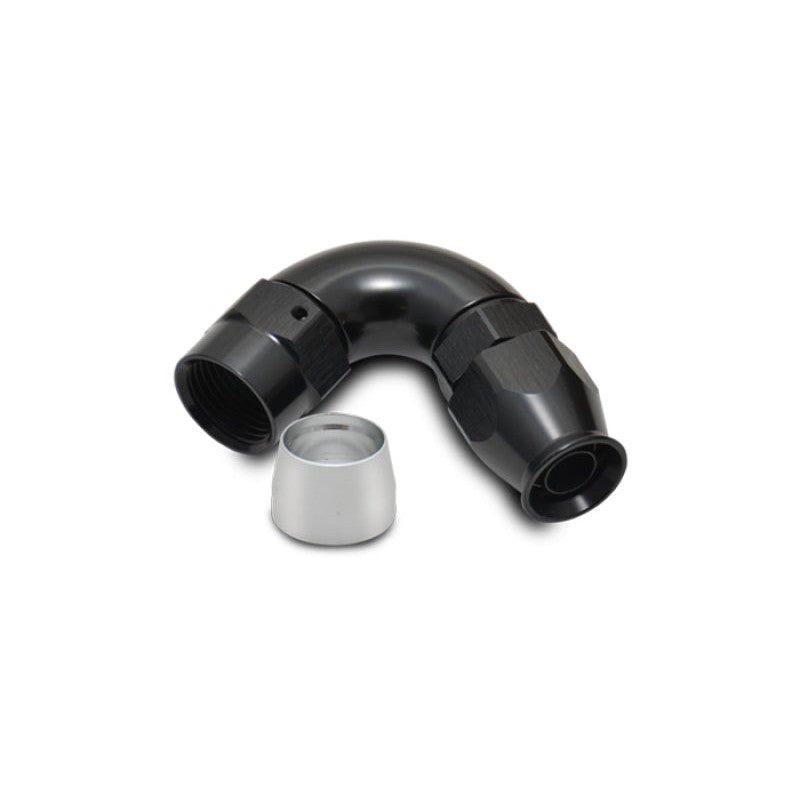 Black hard anodized Vibrant -12AN 120-degree high-flow hose end fitting for PTFE lined hoses
