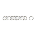 Set of ten Vibrant Performance -12AN silver aluminum crush washers for automotive plumbing fittings.