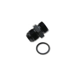 Black anodized 6061 aluminum -12AN male flare to -8AN male ORB straight adapter fitting with O-ring seal