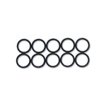 Ten black rubber -12AN O-rings for sealing straight cut automotive AN adapter fittings.