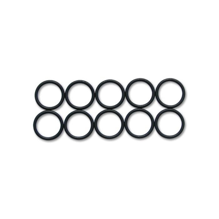 Ten black rubber -12AN O-rings for sealing straight cut automotive AN adapter fittings.