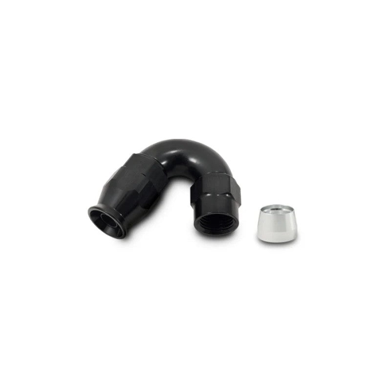Black hard anodized 150-degree -12AN high flow hose end fitting for PTFE-lined hoses