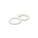 Pair of white -16AN PTFE sealing washers for Vibrant Performance bulkhead adapter fittings.
