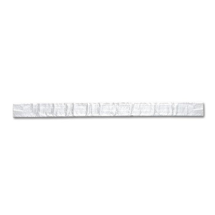 Silver aluminized heat shield tubing with braided fiberglass core, 1 inch diameter.