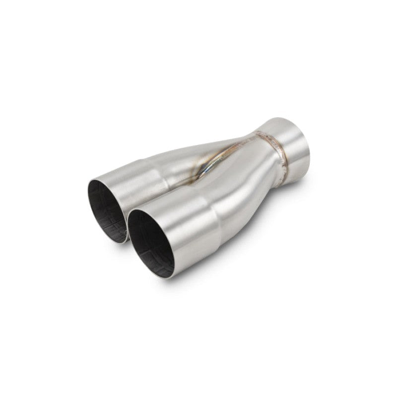 304 stainless steel 2-into-1 merge collector with 2.5 inch dual inlets and 3 inch single outlet.