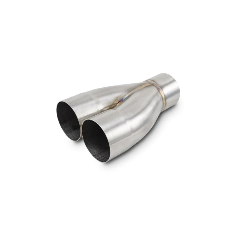 Vibrant Performance 304 stainless steel 2-into-1 merge collector showing TIG welded seams and slipover inlets.