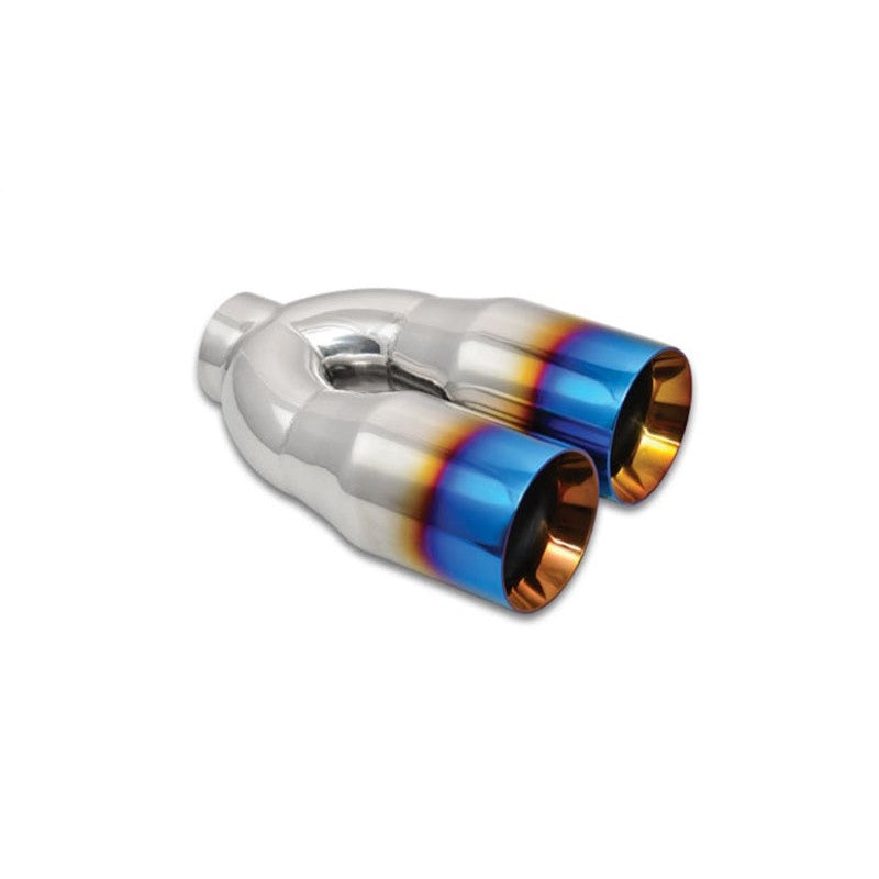Vibrant Performance 1339B dual 3.5-inch round burnt blue stainless steel exhaust tips with double-wall straight-cut design