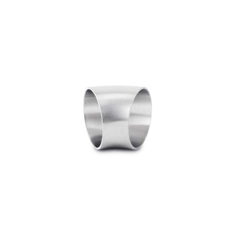 Vibrant Performance 2.5 inch T304 stainless steel 45 degree mandrel bend with a brushed finish and 2.5 inch centerline radius