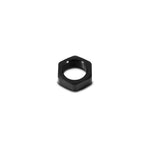 Black anodized 6061 aluminum -20AN bulkhead nut for high-performance fluid plumbing systems.