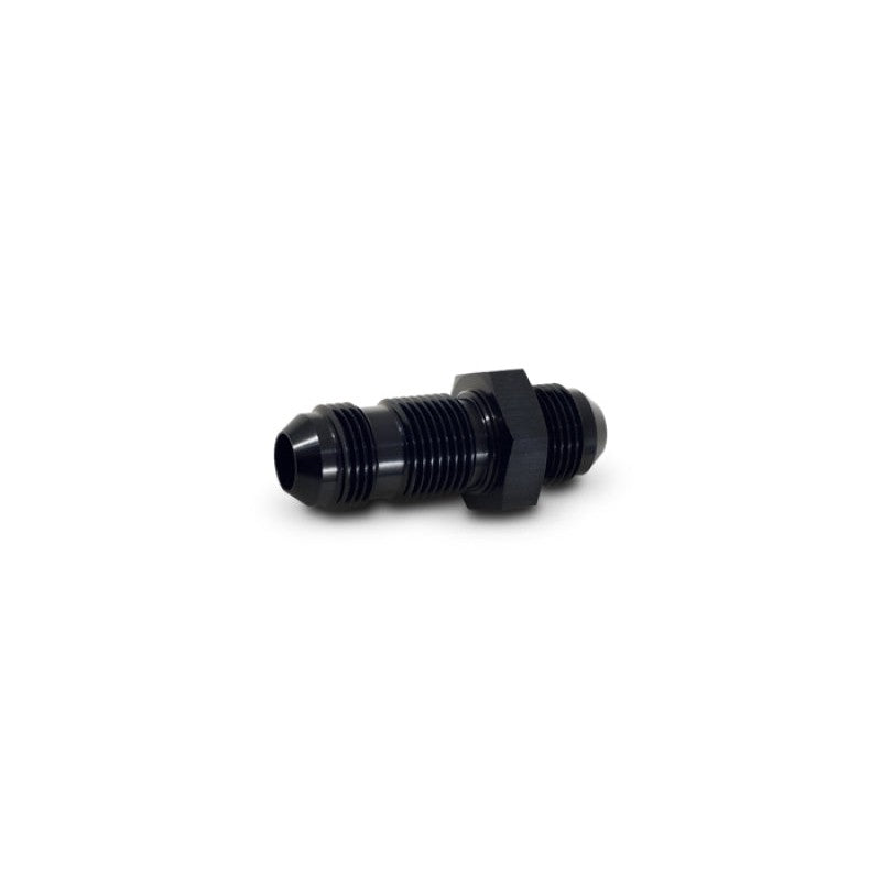 Vibrant Performance 10687 black anodized 6061 aluminum -20AN flare straight bulkhead adapter fitting.
