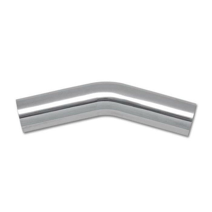 Mirror polished 2 inch O.D. 6061 aluminum tubing with a 30 degree bend for custom automotive fabrication.
