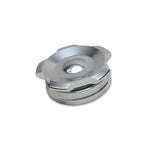 Vibrant 11290 2-inch OD 6061 aluminum weld bung with a polished aluminum threaded cap and rubber O-ring.