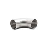 Brushed T304 stainless steel 90-degree mandrel bend with 3.0 inch OD and 4.33 inch extended tangent length