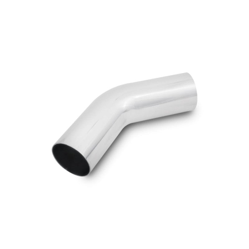 45-degree mandrel-bent 6063 aluminum tubing with a 3.25-inch outer diameter and 5-inch legs.
