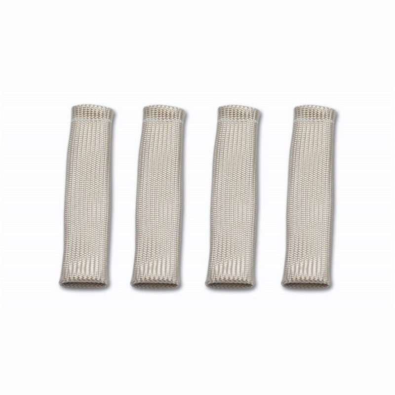 Four natural finish braided fiberglass spark plug boot insulators in 3/4 inch diameter.