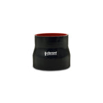 Gloss black 4-ply aramid reinforced silicone transition hose coupler with 3.5 inch to 4.25 inch inside diameters
