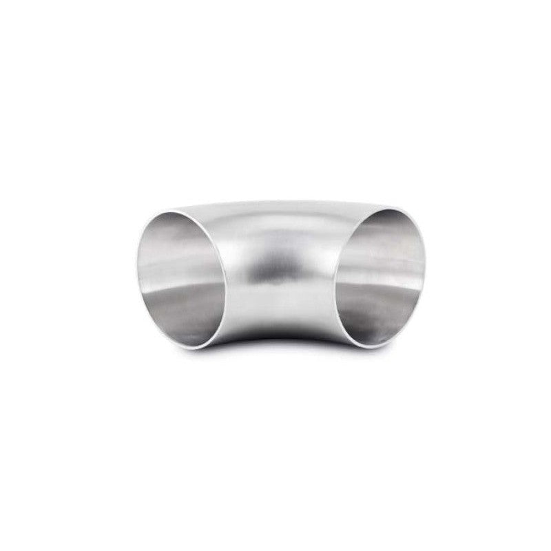 3.5 inch T304 stainless steel 90 degree mandrel bend elbow with brushed finish and 3.5 inch centerline radius.