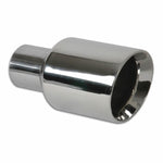 Polished 304 stainless steel 3.5-inch round double-wall exhaust tip with angle-cut beveled outlet.