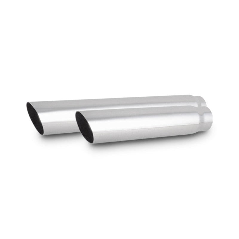 Polished 304 stainless steel 3.5 inch round single wall angle cut exhaust tip with 3 inch inlet