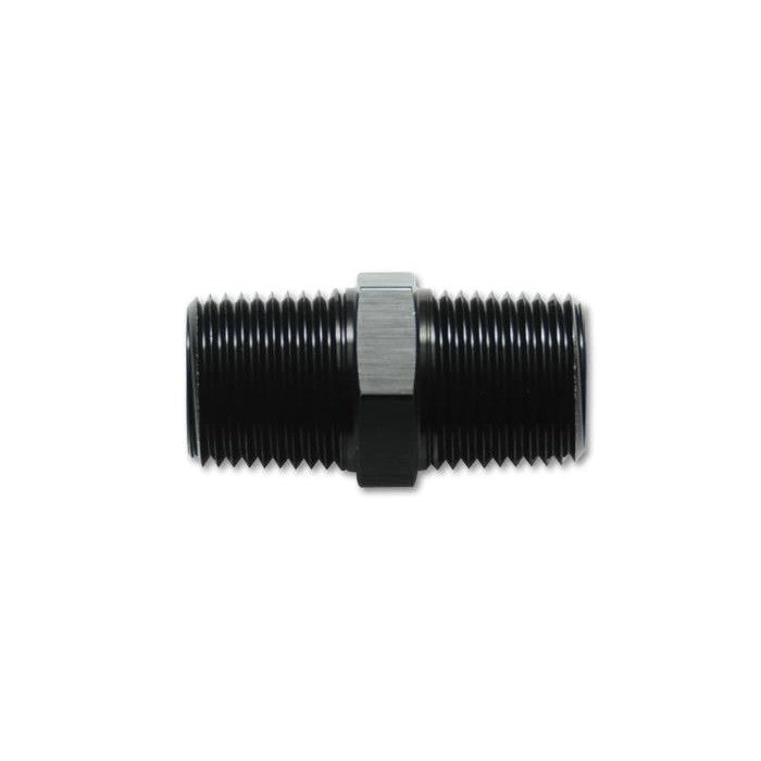 Vibrant Performance 10372 black anodized 6061 aluminum 3/8 inch NPT to 3/8 inch NPT straight union pipe adapter fitting