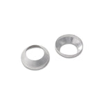 Two silver aluminum 19.55mm ID conical seals for repairing 37 degree AN flare hose ends.