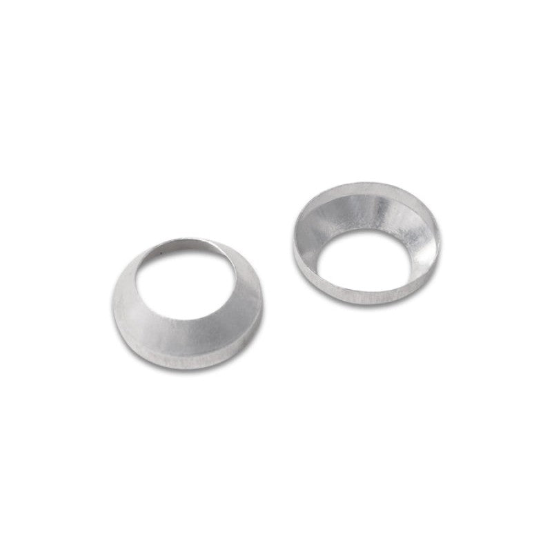 Two silver aluminum 19.55mm ID conical seals for repairing 37 degree AN flare hose ends.