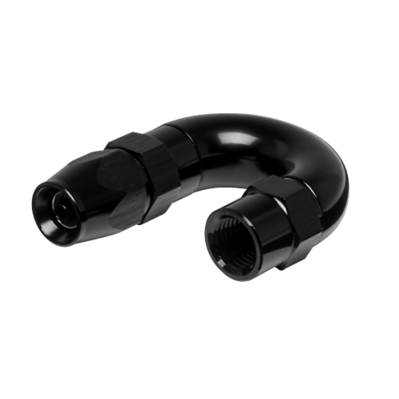 Vibrant Performance -3AN aluminum 180-degree high-flow hose end fitting for PTFE-lined hose.