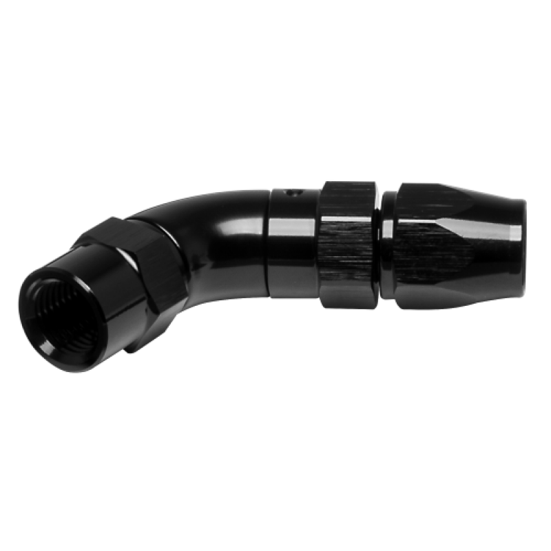 Aluminum 45-degree -3AN high flow hose end fitting for PTFE lined flexible hose
