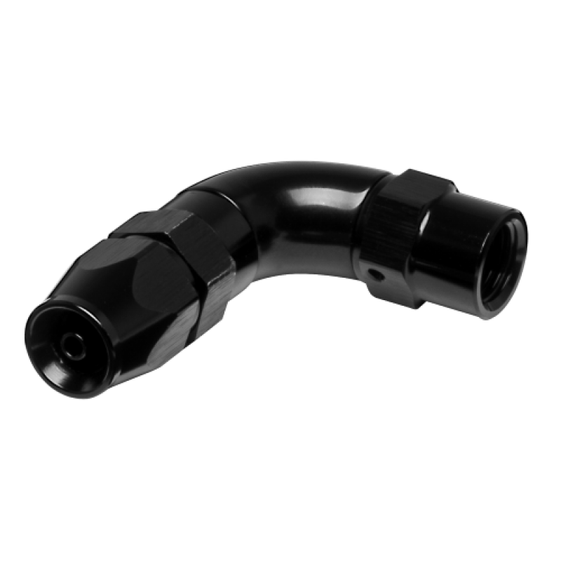 Vibrant Performance 28903 aluminum -3AN 90-degree high flow hose end fitting for PTFE lined hose.