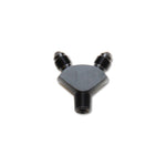 Vibrant Performance 6061 aluminum Y-adapter fitting with two -3AN male flares and one 1/8in NPT male thread.
