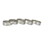 Set of five 3-inch O.D. CP1 Grade Titanium pie cuts for custom automotive fabrication.