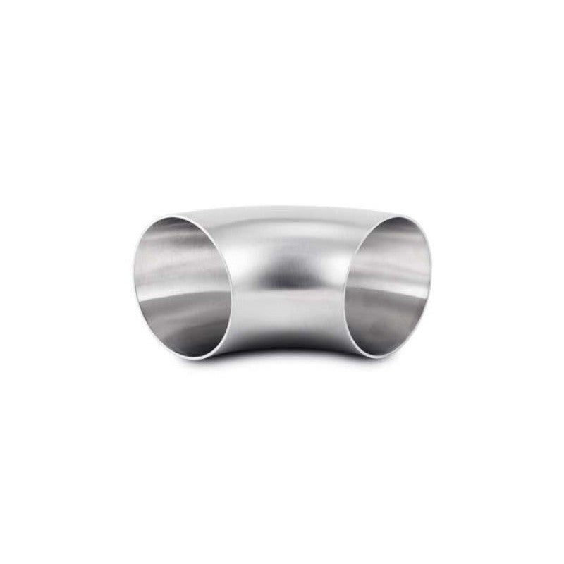 Brushed T304 stainless steel 90 degree mandrel bend with 3 inch outer diameter and 3 inch centerline radius