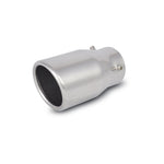 Vibrant 3-inch round 304 stainless steel bolt-on exhaust tip with a mirror-polished finish and angle-cut rolled edge.
