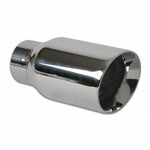 Vibrant Performance 1209 polished 304 stainless steel 3in round exhaust tip with double wall angle cut beveled outlet.
