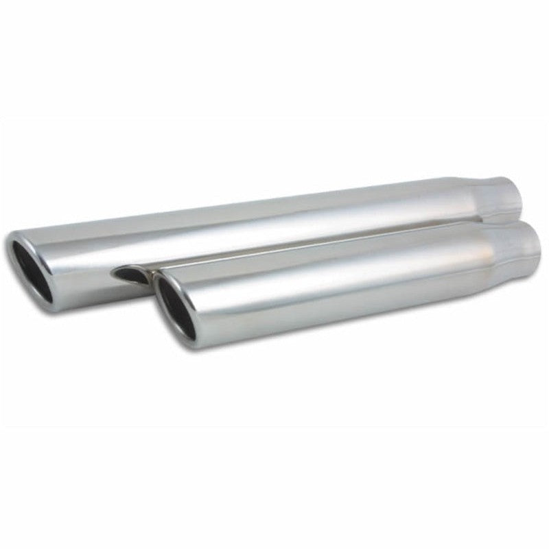 Vibrant Performance 304 stainless steel 3-inch round exhaust tip with angle cut and rolled edge.
