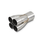 4-into-1 304 stainless steel exhaust merge collector with back-purged TIG welds and slipover inlets