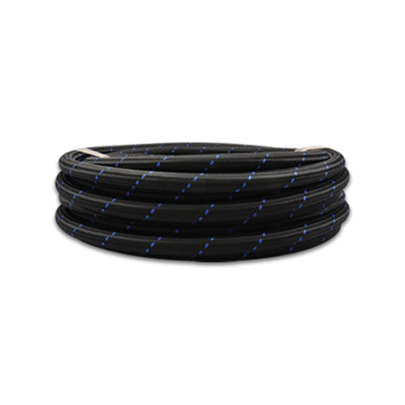 Vibrant Performance -4 AN nylon braided flex hose with a two-tone black and blue finish.