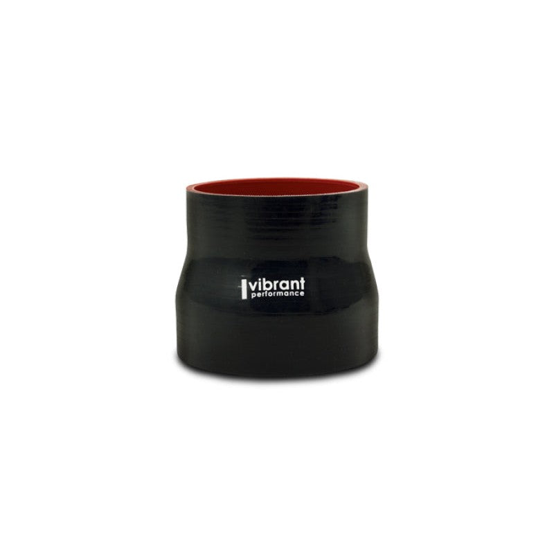 Gloss black Vibrant Performance 4-ply Aramid reinforced silicone reducer coupling, transitioning from 2.5" to 4" I.D.