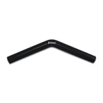 Black 45-degree Aramid reinforced 4-ply silicone elbow connector with 1.25 inch ID and 8 inch legs.