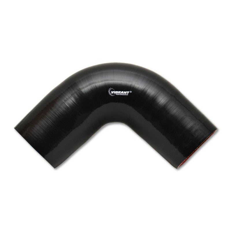 Vibrant Performance 2859 black 4-ply Aramid reinforced 5 inch ID 90 degree silicone elbow connector.