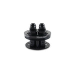 Vibrant Performance Gen3 4-port catch can lid assembly with four -12 AN male fittings and integrated filter barrels.