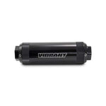 Vibrant Performance HD PowerFilter 16285 fuel filter with black anodized 6061 aluminum body and 40 micron rating.