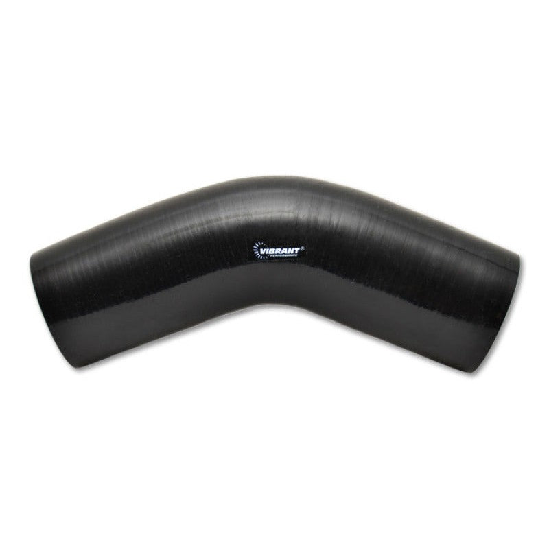 Black Vibrant Performance 45-degree aramid-reinforced silicone elbow with 1.625-inch inner diameter and 5-inch legs.