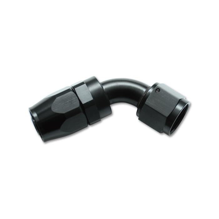 Vibrant Performance 21604 black hard-anodized -4AN 60-degree elbow swivel-style hose end fitting.