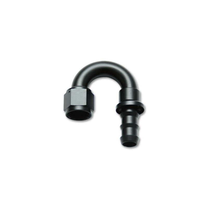 Vibrant Performance 22804 180-degree -4AN push-on style aluminum hose end fitting.