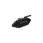 Black anodized Vibrant Performance -4AN to -4AN male shut off valve with quarter-turn handle.