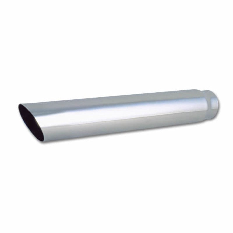 Polished 304 stainless steel 4 inch round angle cut exhaust tip with 20 inch length for trucks and SUVs