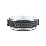 Anodized black Vibrant Performance 5-inch O.D. HD 2.0 pinless clamp assembly with push-button safety lock.